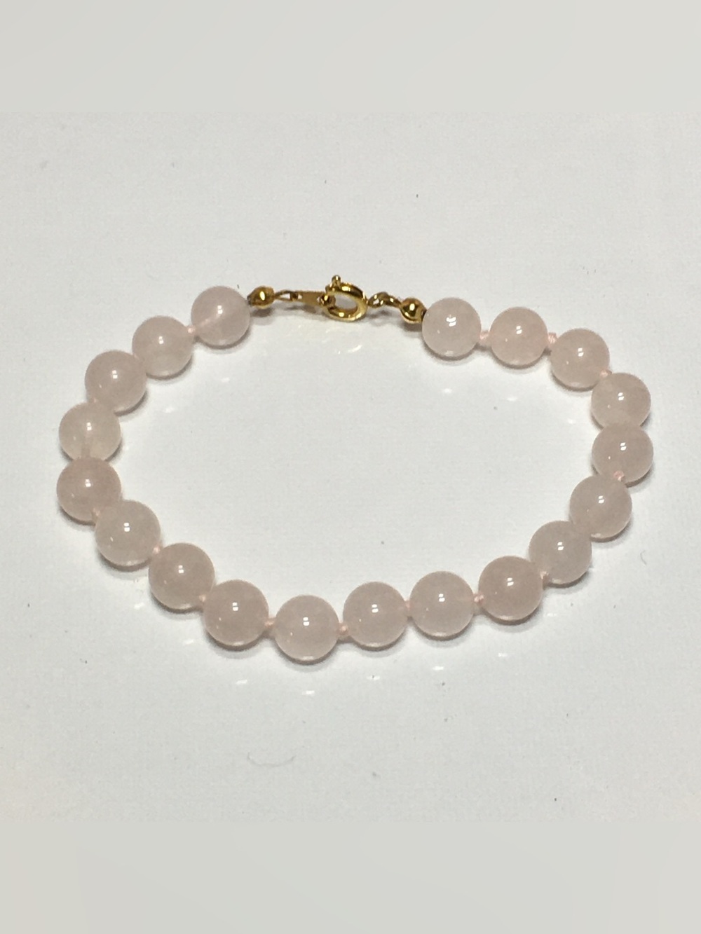 Rose Quartz Beaded Bracelet - Gold Clasp